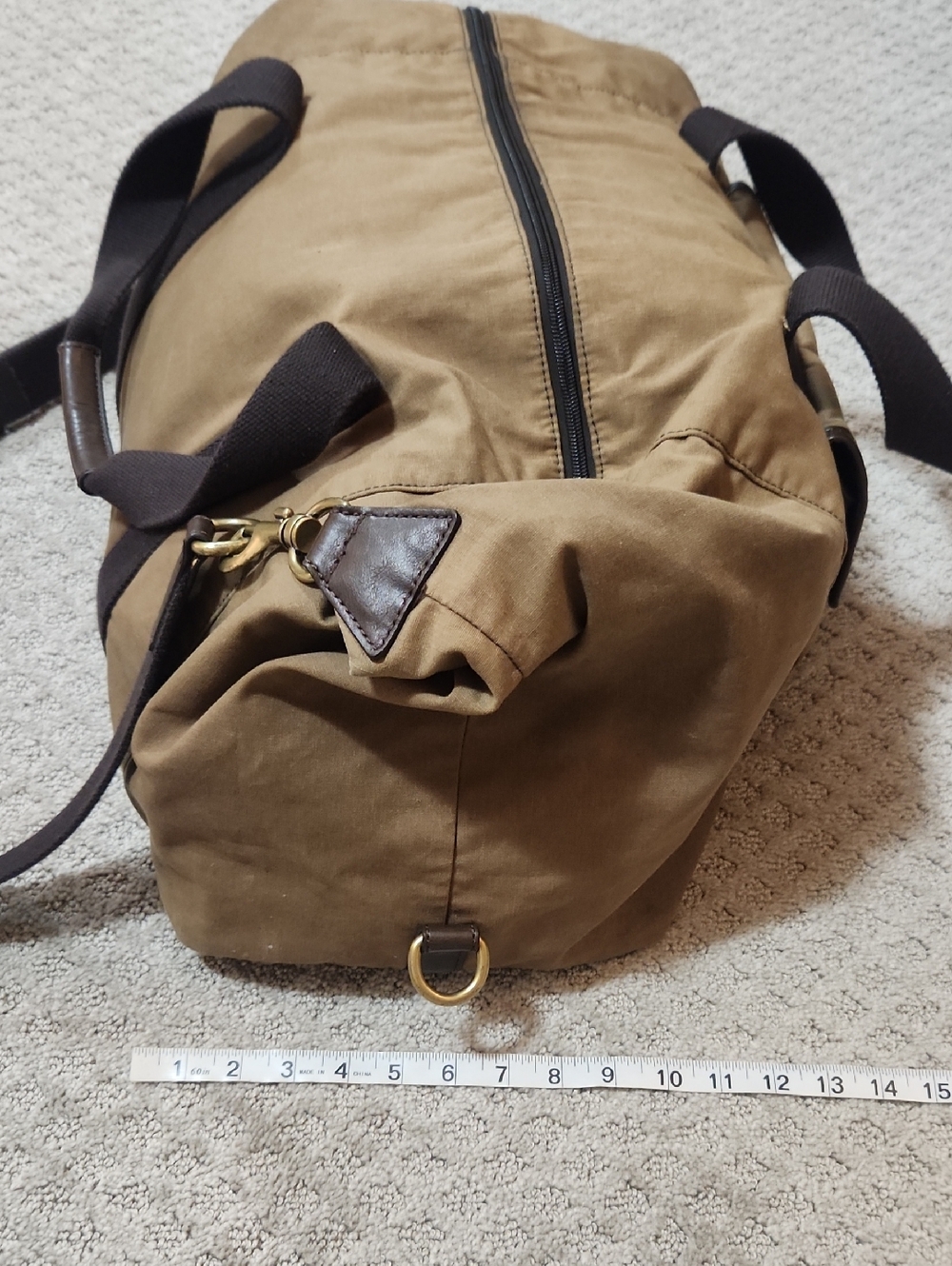 Fossil Men's Waxed Canvas & Leather Travel Duffel Bag - British Tan & Brown - Picture 14 of 16